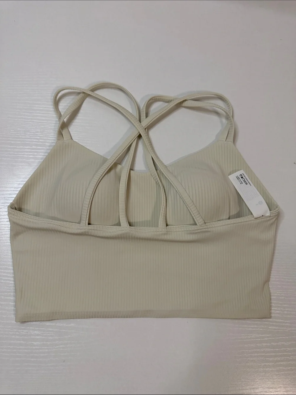 NWOT Lululemon Like a Cloud Ribbed Longline Bra Light Support B/C Cup - Bone